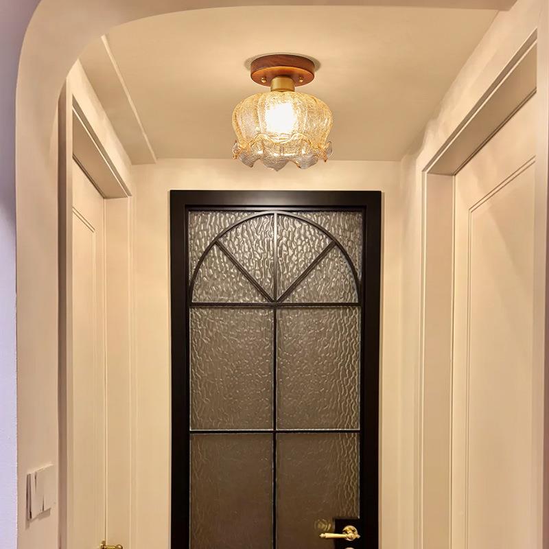 亚马逊中古轻风过28213台道走廊灯法式复古桃木奢入户玄关灯胡阳