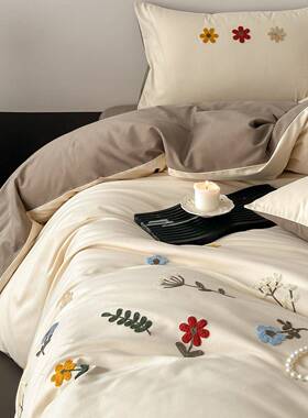 冬1TOR00支秋陶磨毛四件套毛巾绣床瓷上用品绣花田园风小床清新单