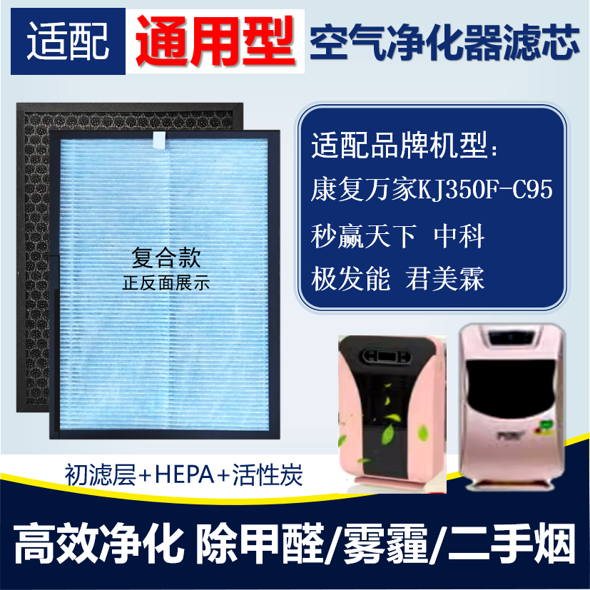 适配康复万家KJ350F-C95滤芯 中科 秒赢天 君美霖同款滤网除甲醛