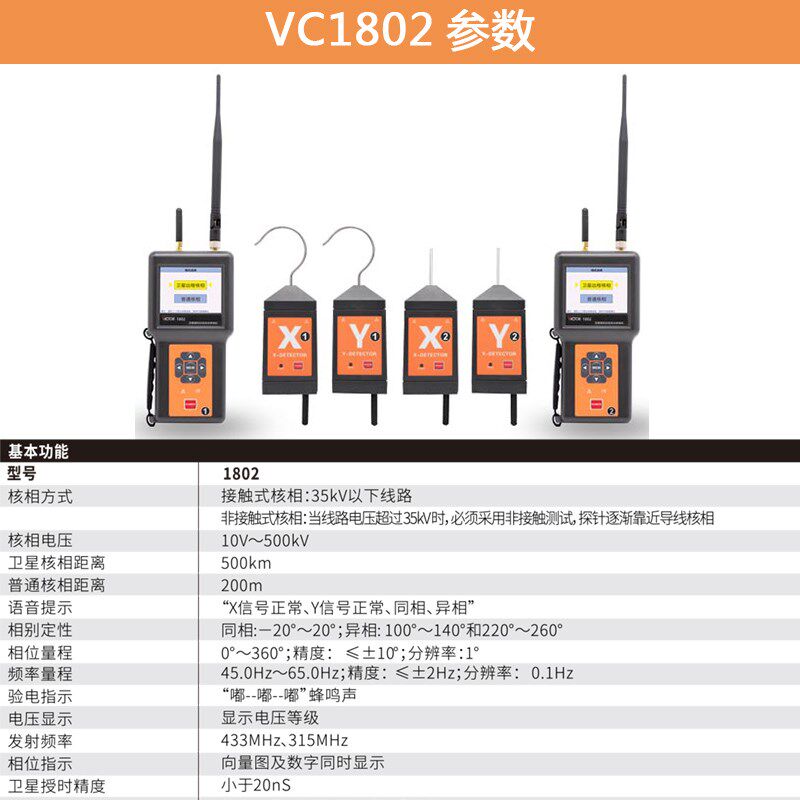 胜利VC1500高压无线核相仪器10kv35环网柜卫星授时远程中置柜1800