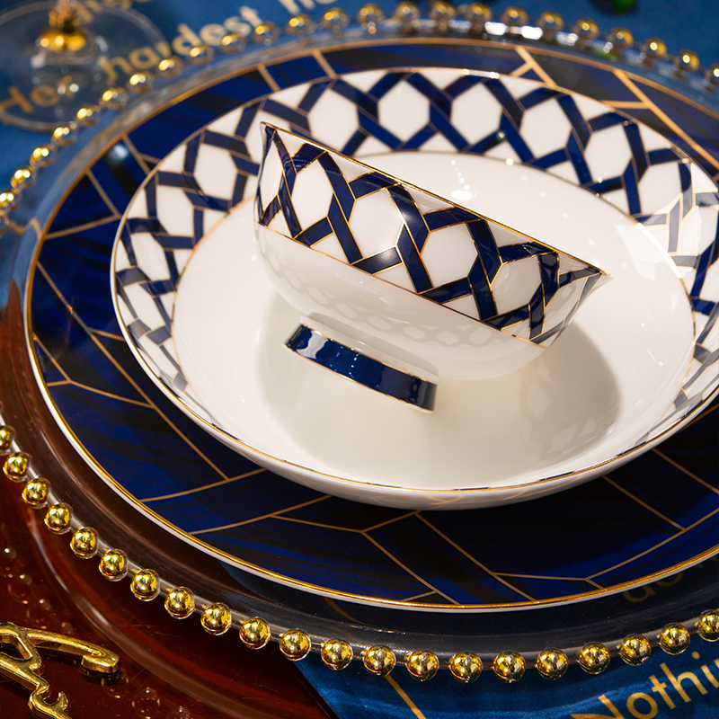 轻奢欧式餐具碗盘组合米饭碗家用