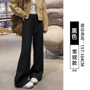 卡其色阔腿裤女裤子2026新款夏季高级感垂感直筒宽松小个子西装裤