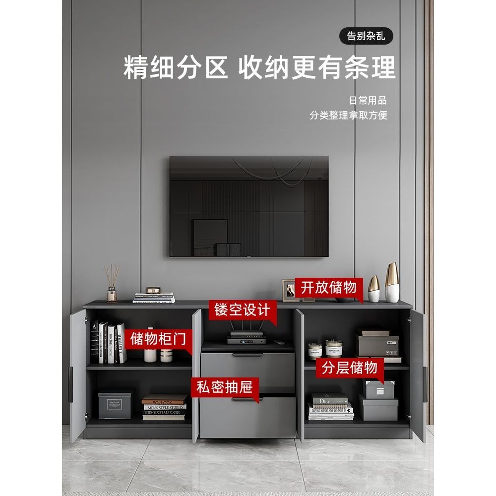 实木电视柜现代简约家用客厅收纳储物柜小户型多功能电视机柜高款