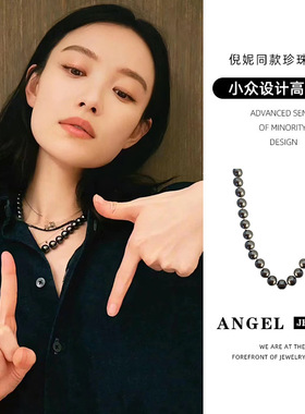 ins博主韩fever同款级感女夏复古shi家正圆珍珠贝项链锁骨链