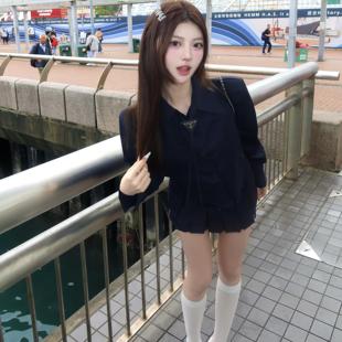 SiCii 衬衣百褶裙 miu系高级感深色复古水洗设计感辣妹纯欲套装