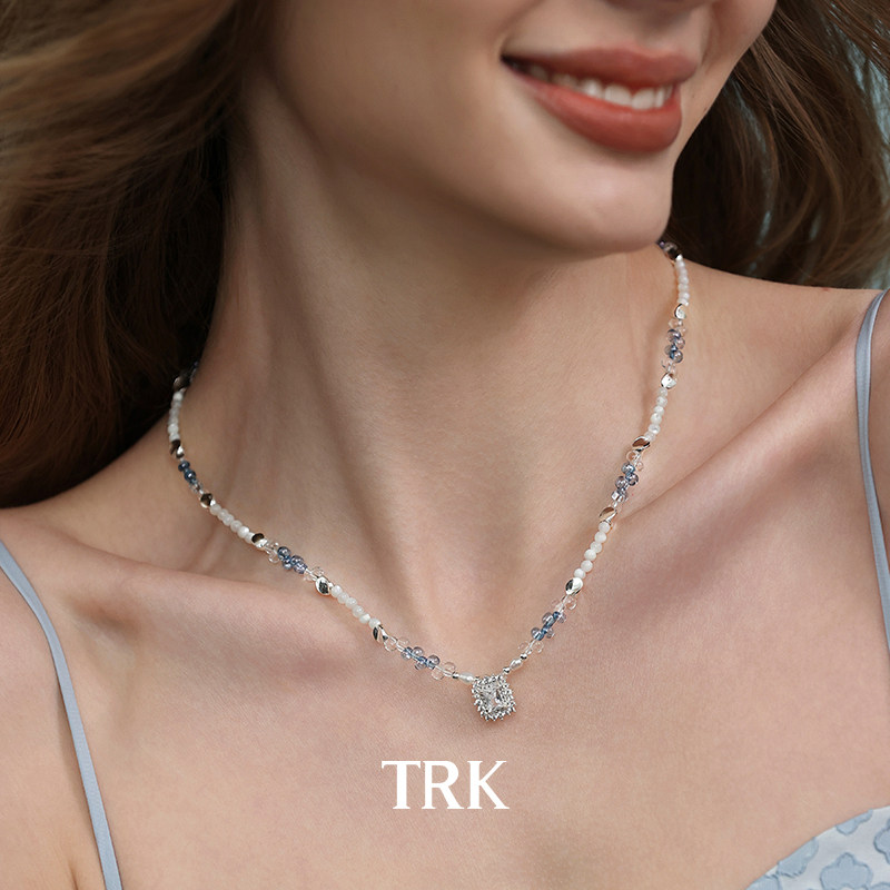 TRK时尚珠宝潮汐精灵项链女款轻奢锁骨链高级感钻石吊坠颈链送礼