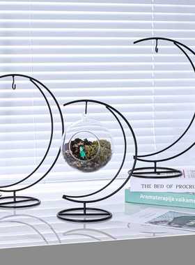 新款直销月亮型微景观玻璃瓶铁支架 吊瓶挂钩铁支架 铁架摇篮娃娃