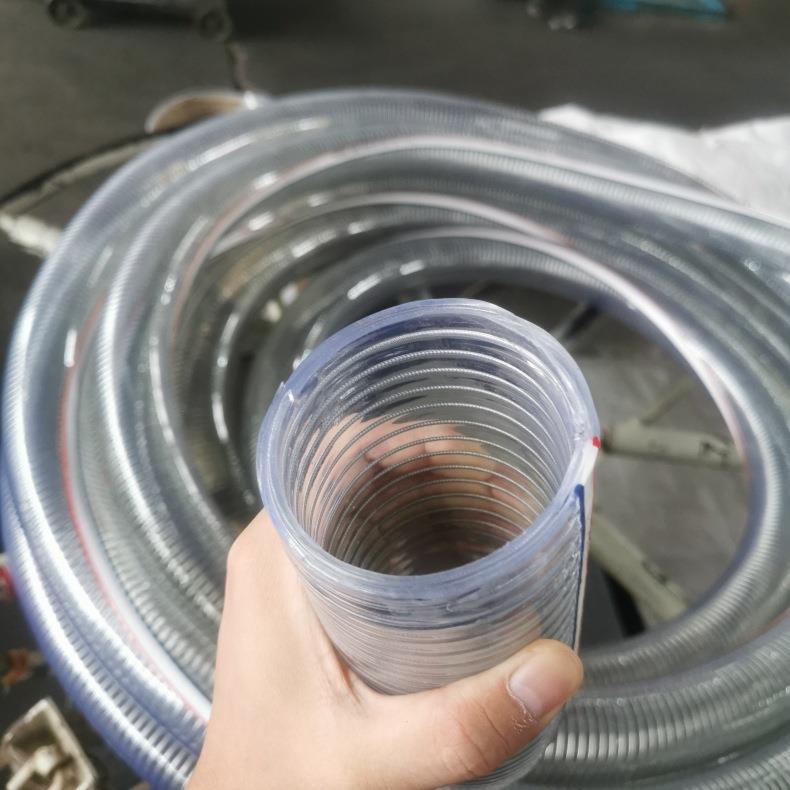 新款直销透明高压螺旋钢丝增强塑料软管 耐温抽排水吸料加厚PVC钢