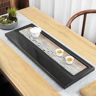 直销天然乌金石茶盘整块家用中式 新款 客厅轻奢现代奢石茶海送礼大
