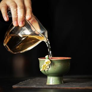 直销创意复古主人杯茶杯家用功夫茶具单杯高脚品茗杯喝茶茶碗 新款