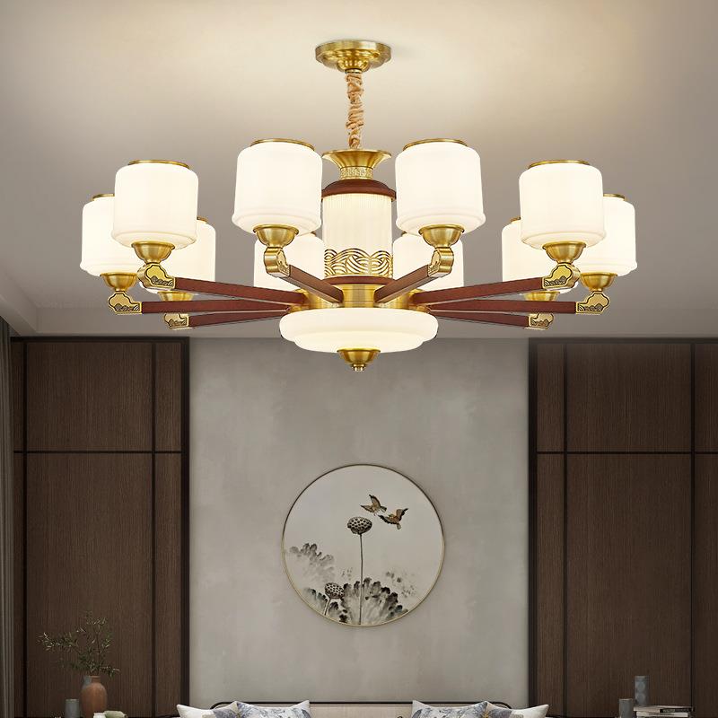新款直销新中式吊灯全铜客厅主灯实木餐厅灯新款中国风别墅卧室灯