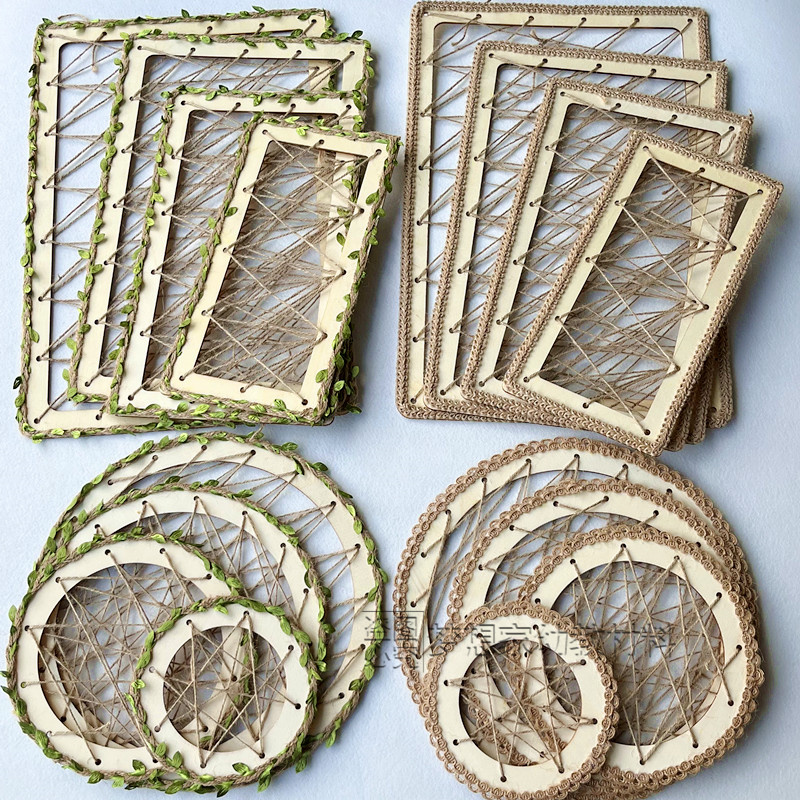 装饰麻绳diy手工编织木质框挂饰