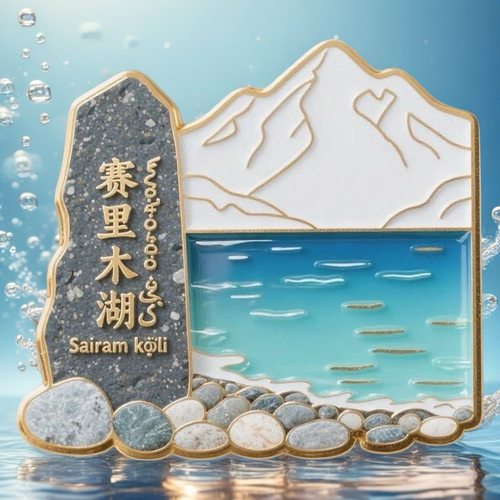 新疆赛里木湖简约金属浮雕冰箱贴旅游景点纪念品文创伴手礼物装饰