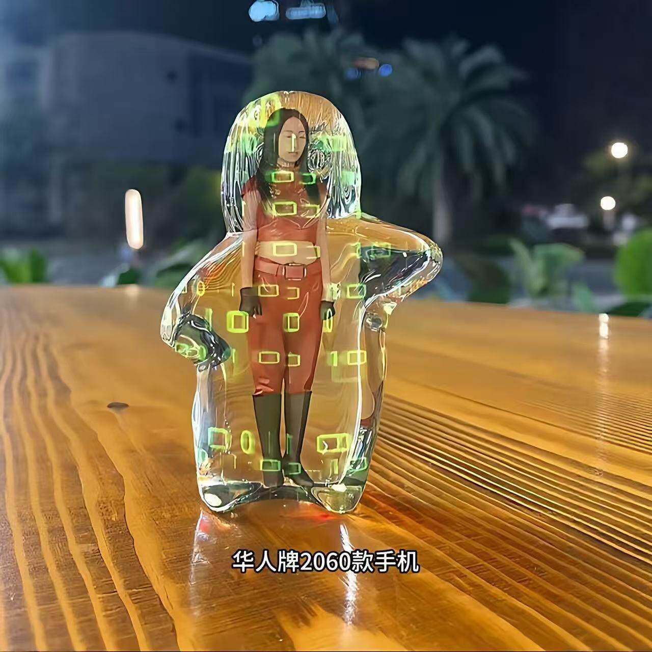 桌面装饰魔幻手机同款傻妞发光摆件送女生透明水晶少女摆件精致