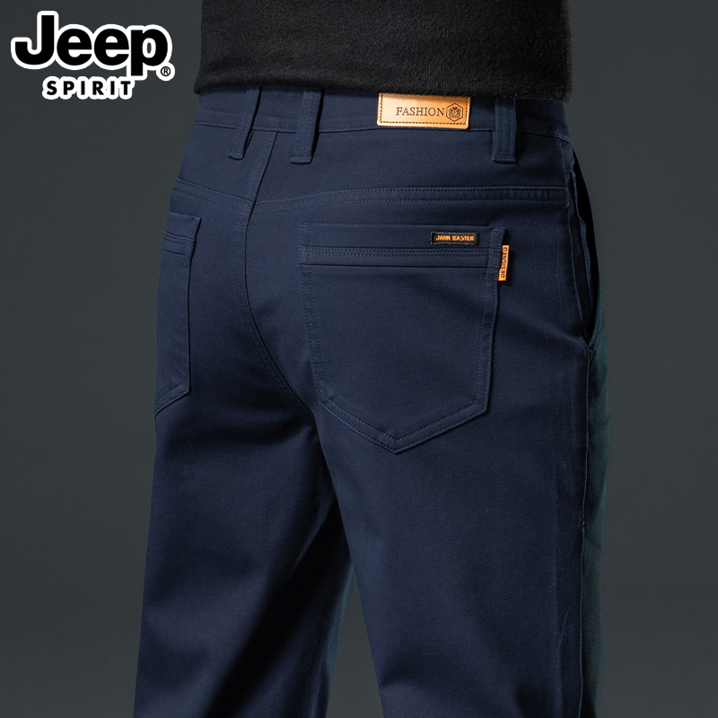 JEEP SPIRIT2025秋冬季高端加绒休闲裤男宽松直筒商务西装长裤子