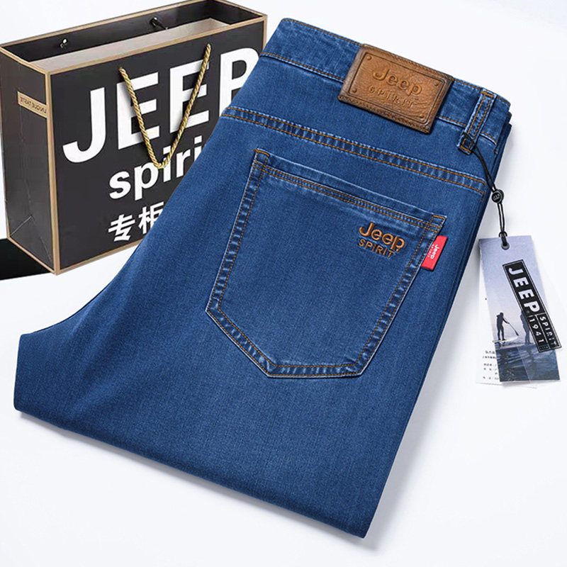 JEEP SPIRIT含桑蚕丝夏季薄款牛仔裤男2026新款宽松直筒休闲长裤