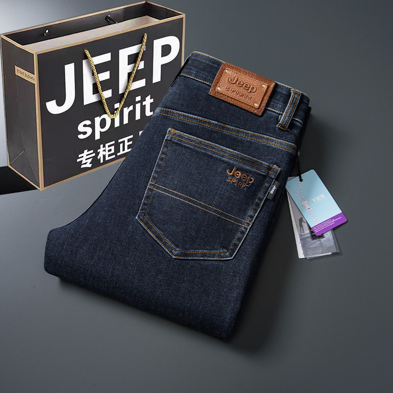 吉普高级2026春季新款复古牛仔裤男宽松直筒弹力中青年休闲长裤子