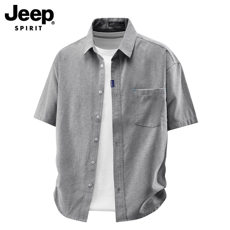 JEEP SPIRIT专柜冰丝短袖衬衫男2026夏季新款美式翻领工装衬衣男