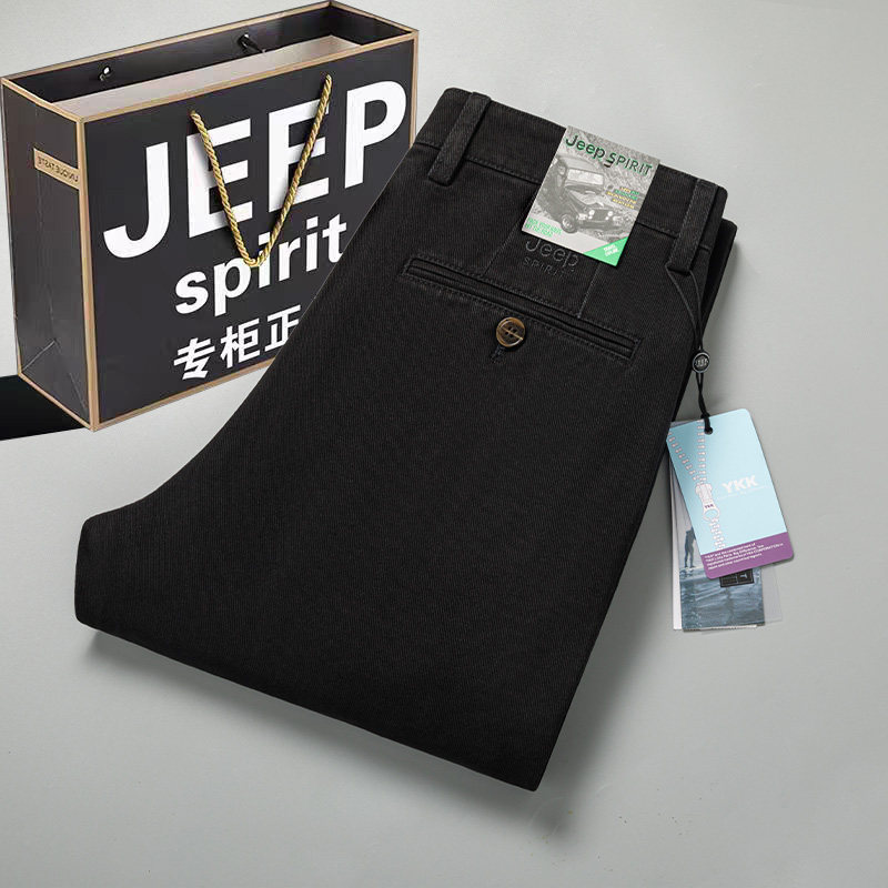 吉普专柜2026春季新款纯棉休闲裤男中青年商务宽松直筒弹力长裤子