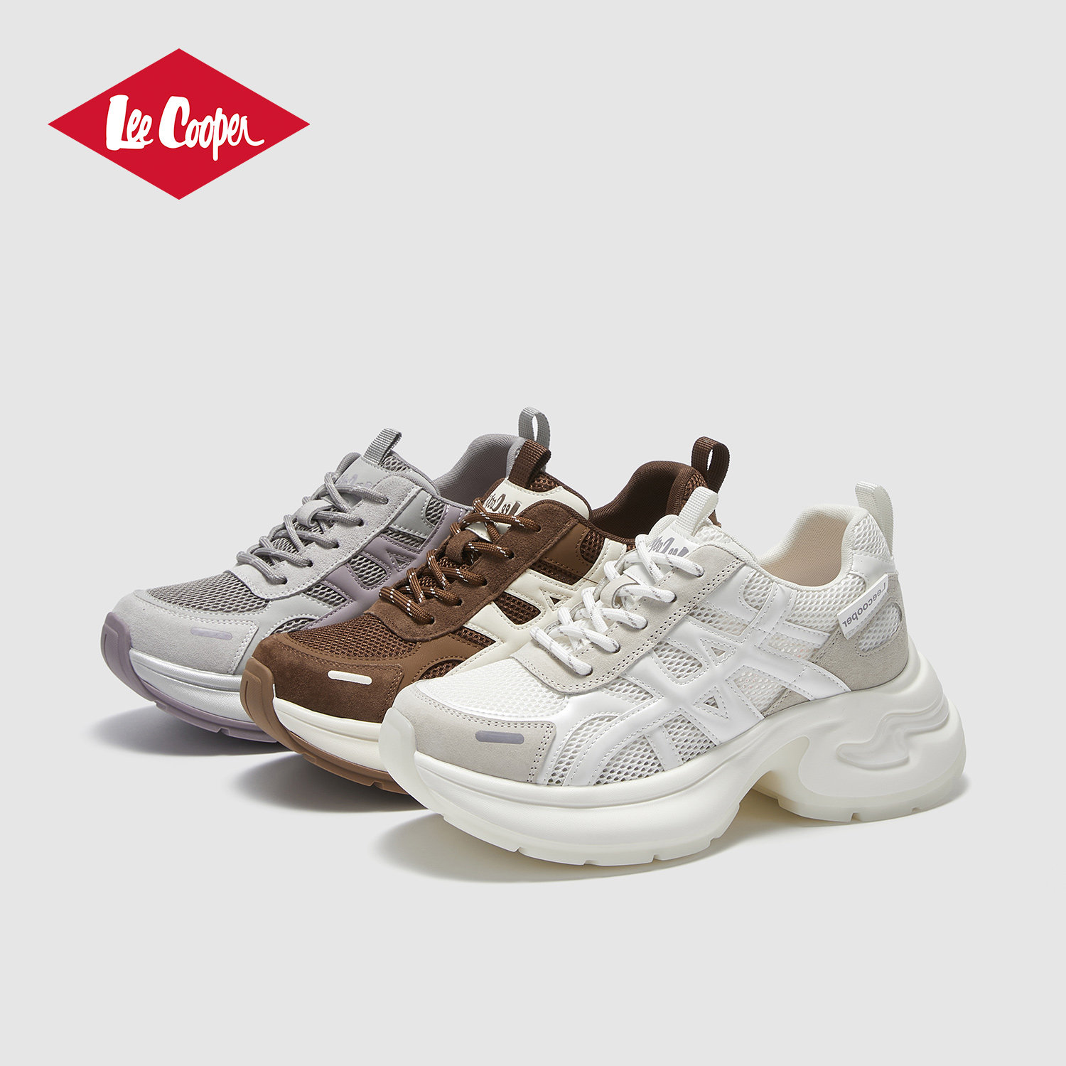 Lee Cooper2026新款老爹鞋女夏季网面透气不累脚运动风