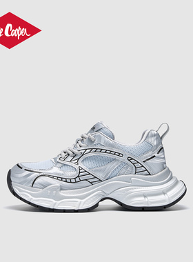 Lee Cooper灰蓝色老爹鞋女2026春季新款厚底增高百搭休闲鞋爆款