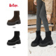 鞋 lee 子黑色弹力中筒靴 2026新款 冬季 cooper厚底增高时装 靴女款