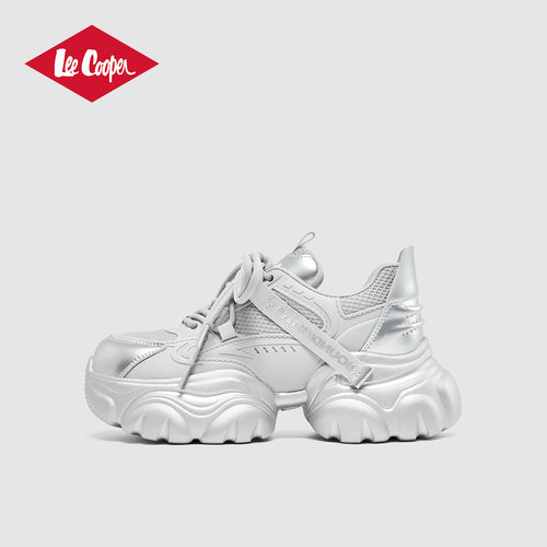 Lee Cooper2026新款春季6cm显高老爹鞋女网面透气休闲厚底小个子