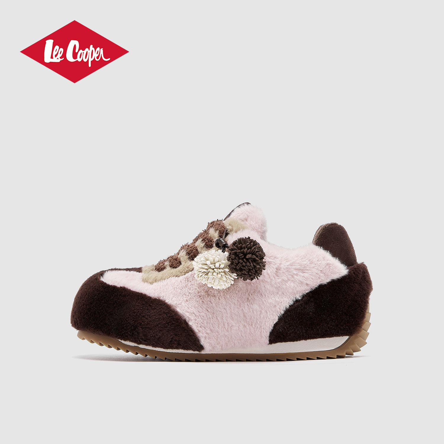 Lee Cooper【6CM增高】可爱加绒德训鞋女平底2025冬新款毛毛女鞋