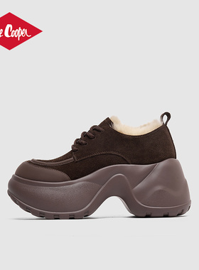 Lee Cooper休闲鞋女2025秋冬新款低帮高跟加绒保暖女鞋增高棉鞋女