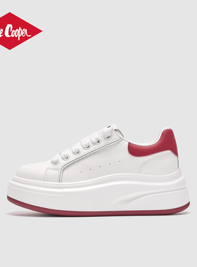 Lee Cooper红色厚底小白鞋女款2026新款爆款春季女鞋增高运动鞋