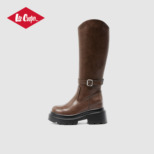 Lee Cooper厚底马丁靴女款2025新款秋冬内增高女靴时尚复古长筒靴