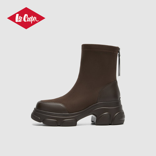 Lee Cooper2026秋季新款厚底短靴子女小个子时尚增高耐磨切尔西靴