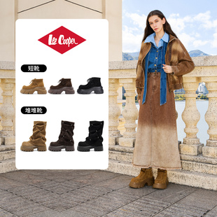 秋冬复古绒面增高休闲西部靴子 2025新款 Lee Cooper厚底马丁靴女款