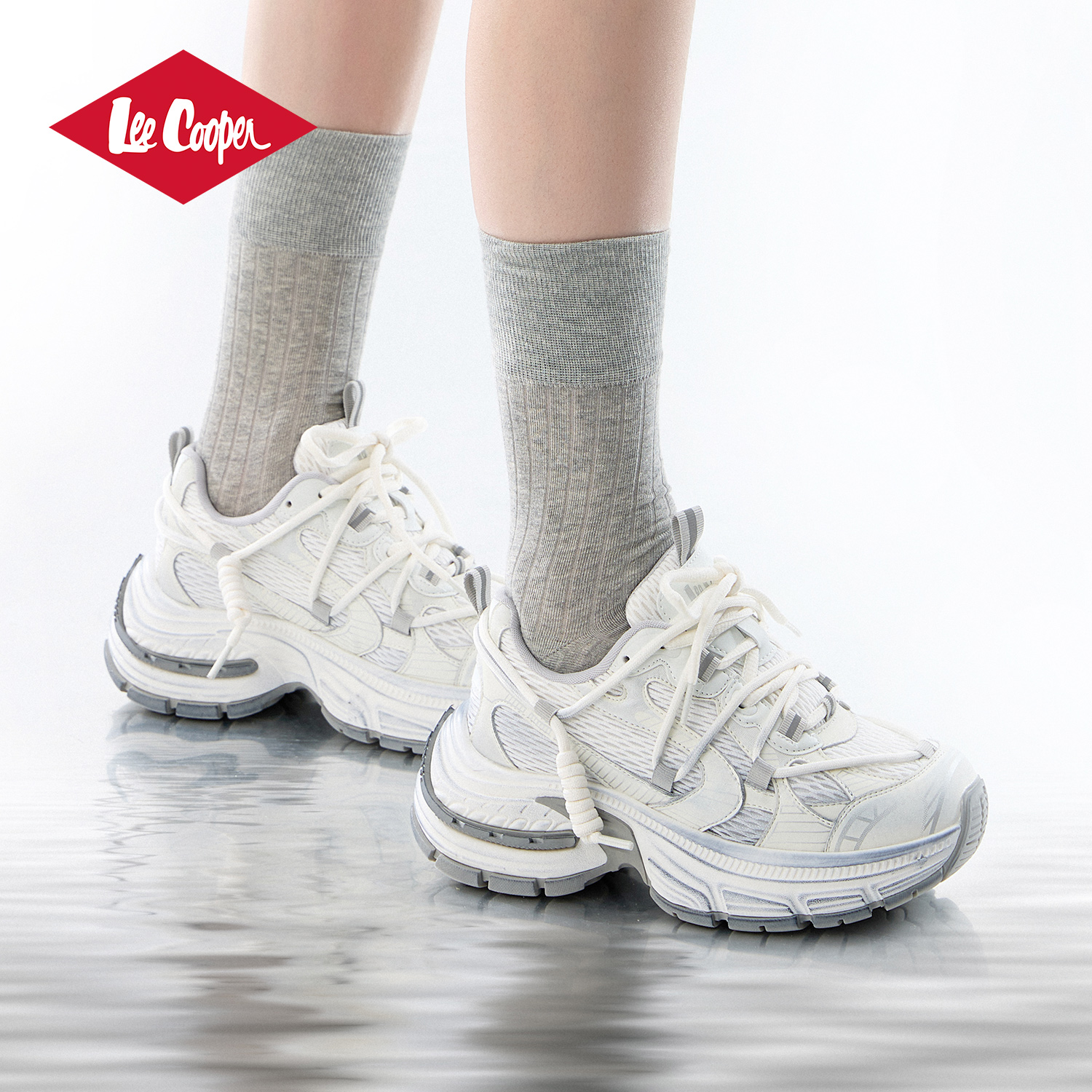 LeeCooperLee Cooper银色老爹鞋女2025新款增高休闲运动鞋