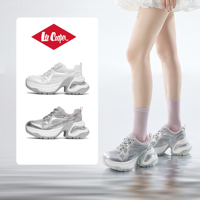 LeeCooper厚底老爹鞋女2025新款夏季增高8cm网面透气运动鞋休闲鞋