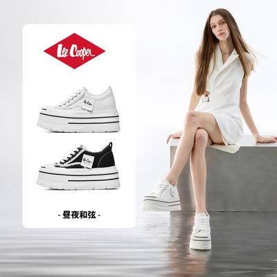 LeeCooper帆布鞋女2026春季新款厚底8CM增高时尚百搭休闲板鞋半拖