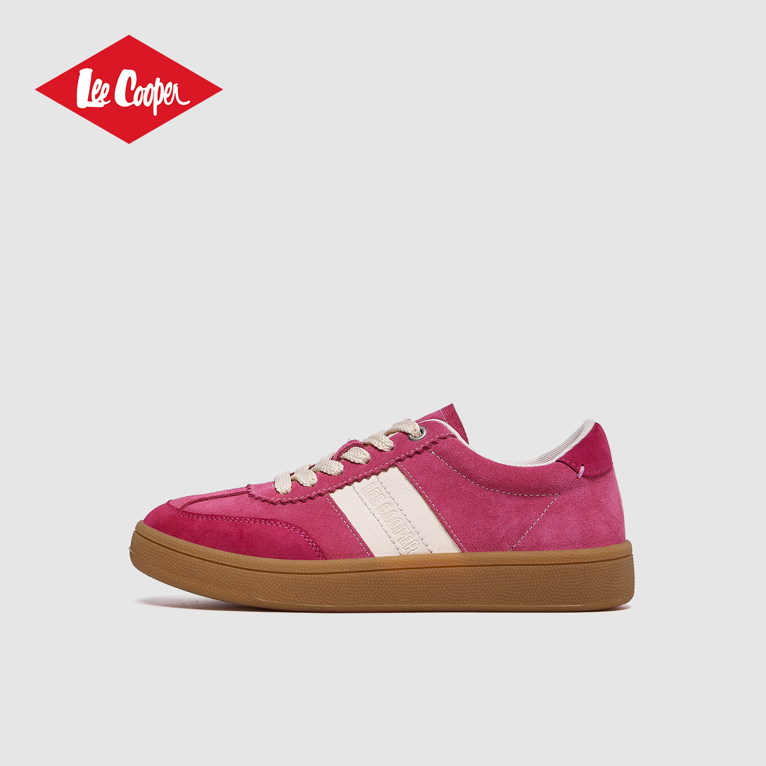 Lee Cooper红色德训鞋女2025新款秋冬撞色运动休闲鞋复古板鞋
