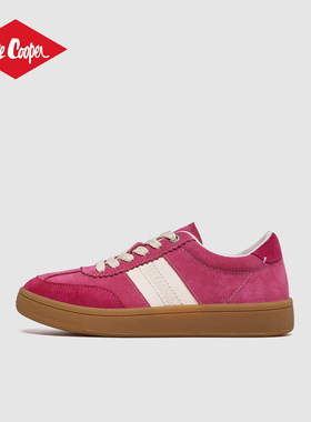 Lee Cooper红色德训鞋女2025新款秋冬撞色运动休闲鞋复古板鞋