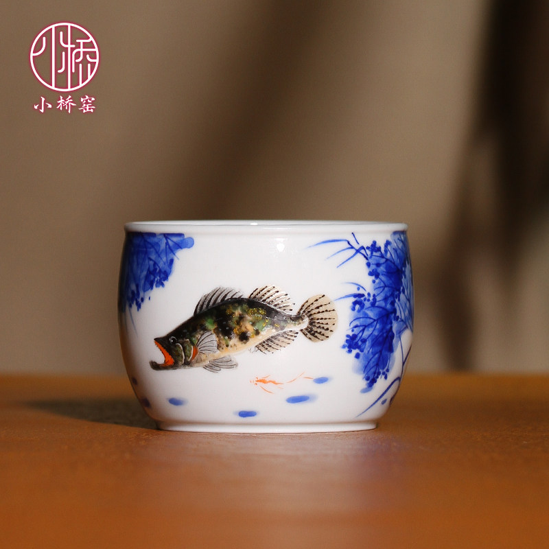 景德镇小桥窑主人杯手绘青花和为贵缸杯高足杯张彩云朱清联名茶杯