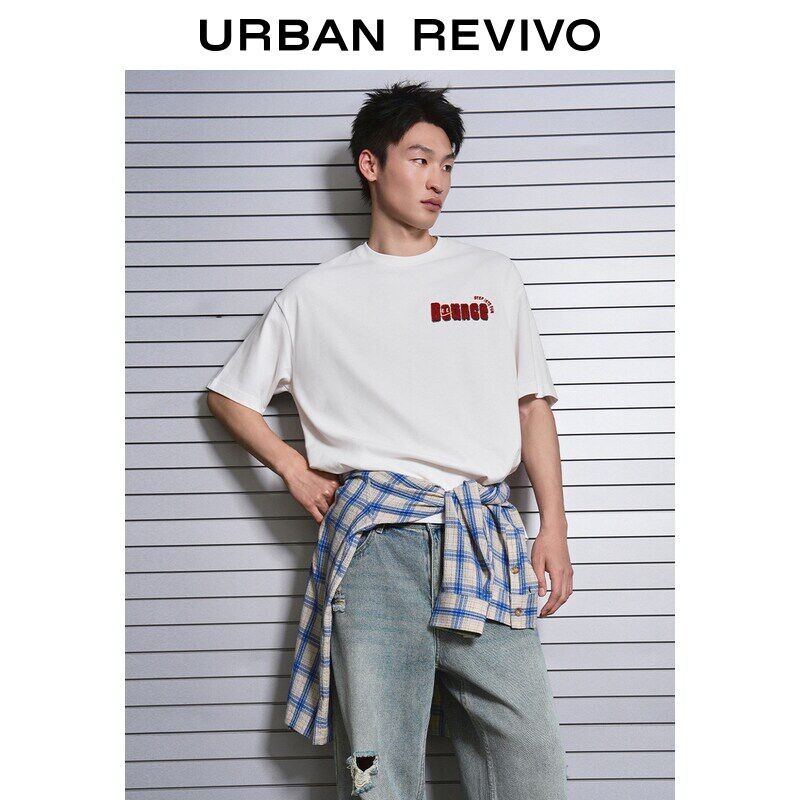 UR2026夏季新款男装潮流棉质立体字母圆领短袖T恤UUV460071