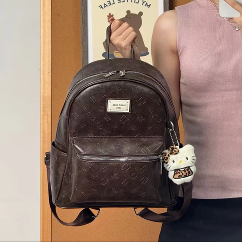 复古猫咪双肩包包女通勤便携背包