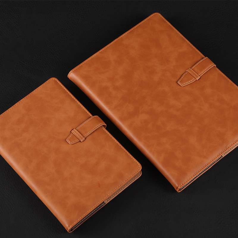 A5笔记本子记事本加厚皮办公会议制订本扣硬面记录插本子b5商务