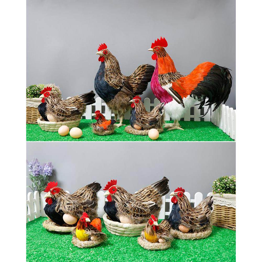 仿真鸡模型玩具假母鸡大公鸡摆件下蛋土鸡小鸡玩偶孵蛋鸡家禽动物