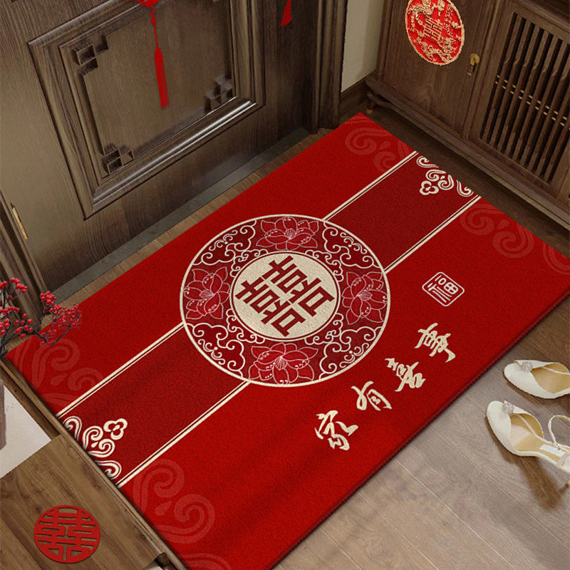 结婚门口地垫入户门喜庆红色婚房