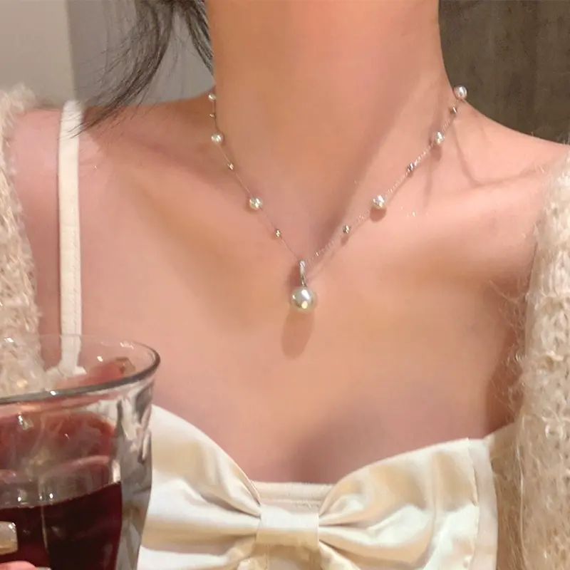 芒果饰品铜合金仿珍珠项链满天星