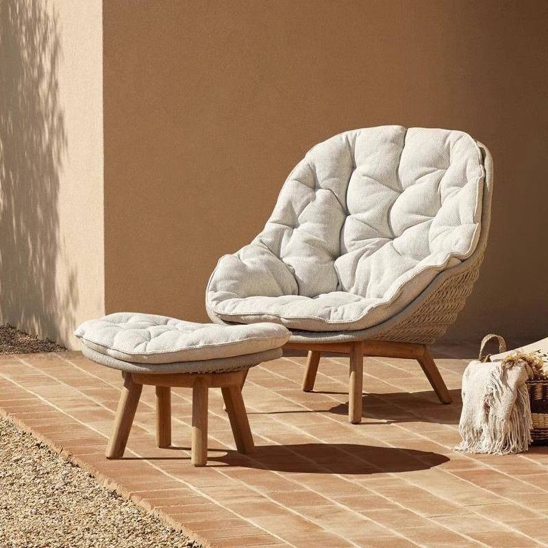 户外柚木家具TD092园阳台酒店民宿露天庭院花实藤编沙发椅桌木防