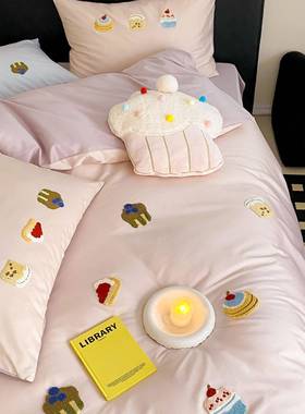 款新100Slb202404长巾绒可棉毛绣圣诞树四件套纯棉床单被套全棉节