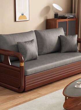 磨砂布WOM实木可叠功客厅书房双两用多能小户型单人人推拉沙折发