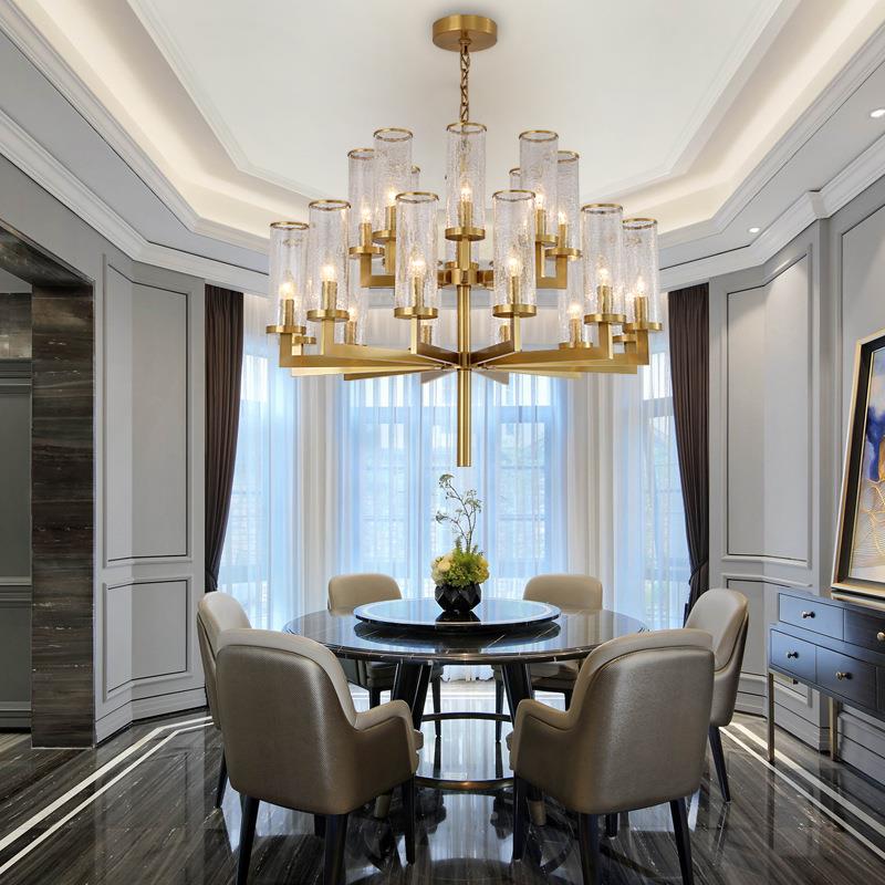 全铜裂纹玻璃楼梯新式美式枝客厅V吊灯轻涩2759简约现中代形C餐厅