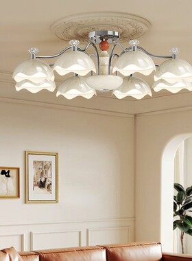 2026年光新蛋款法式中古风客厅吸大顶灯全谱胡桃LL-YS622木色壳奶